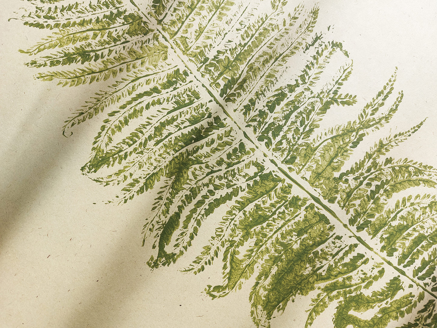 Sage green fern large relief Plant monotype print Original artwork Foraged wall art decor printmaking for Nature lover gift One of a kind Farm farmhouse nature lover Bedroom Office Home workspace Kitchen Dining room Rustic Living room