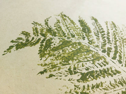 Sage green fern large relief Plant monotype print Original artwork Foraged wall art decor printmaking for Nature lover gift One of a kind Farm farmhouse nature lover Bedroom Office Home workspace Kitchen Dining room Rustic Living room