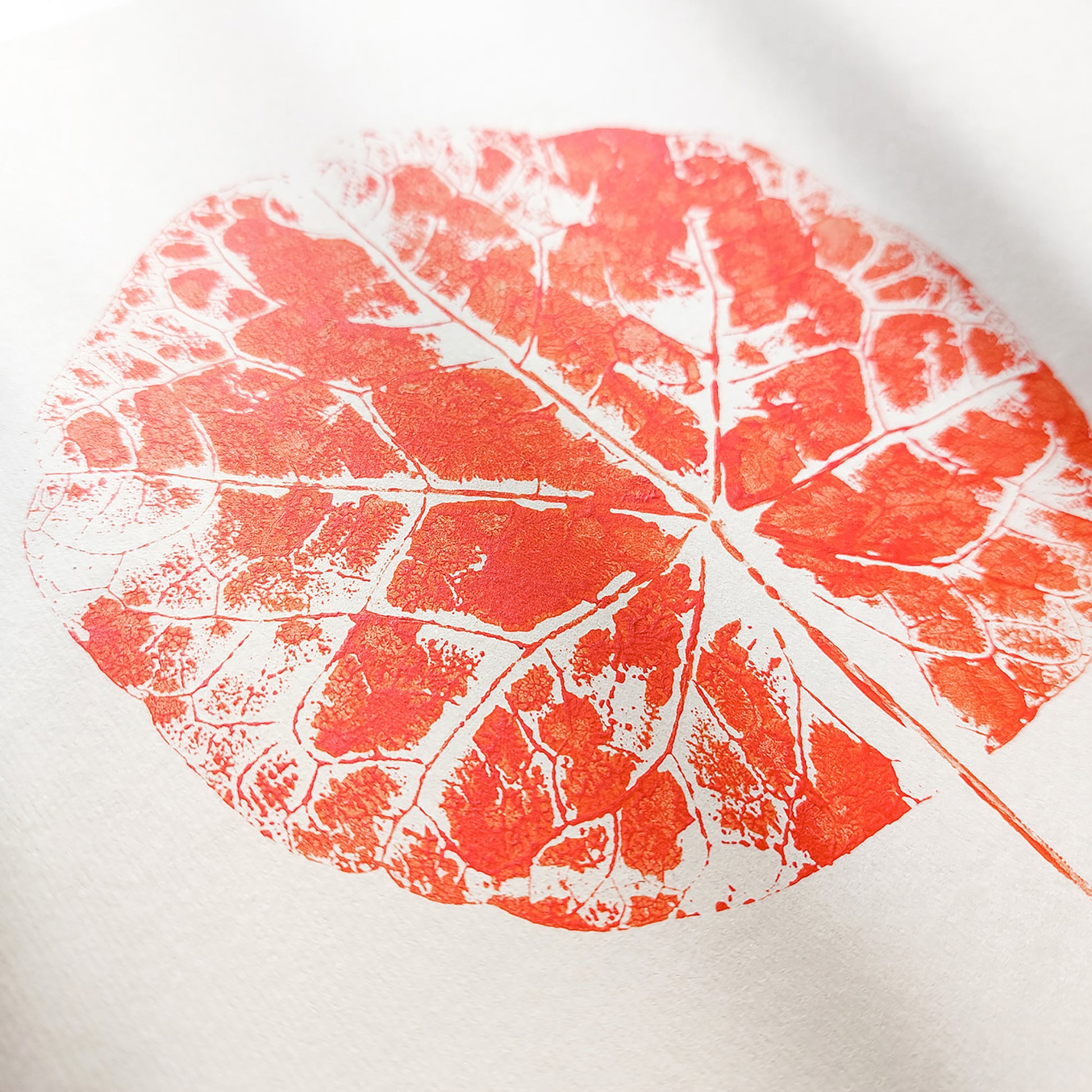Cottagecore Monotype Print Japanese Red Circle Leaves Modern Original Artwork Farmhouse Bedroom Wall Art Christmas Hostess Gift One of Kind japandi wabi sabi Fall Gift for Her, Entryway Decor, Botanical Gift for Coworker, Gratitude Gift for Mentor, Eco Friendly Thank You Gift, Rustic Handmade Gift
