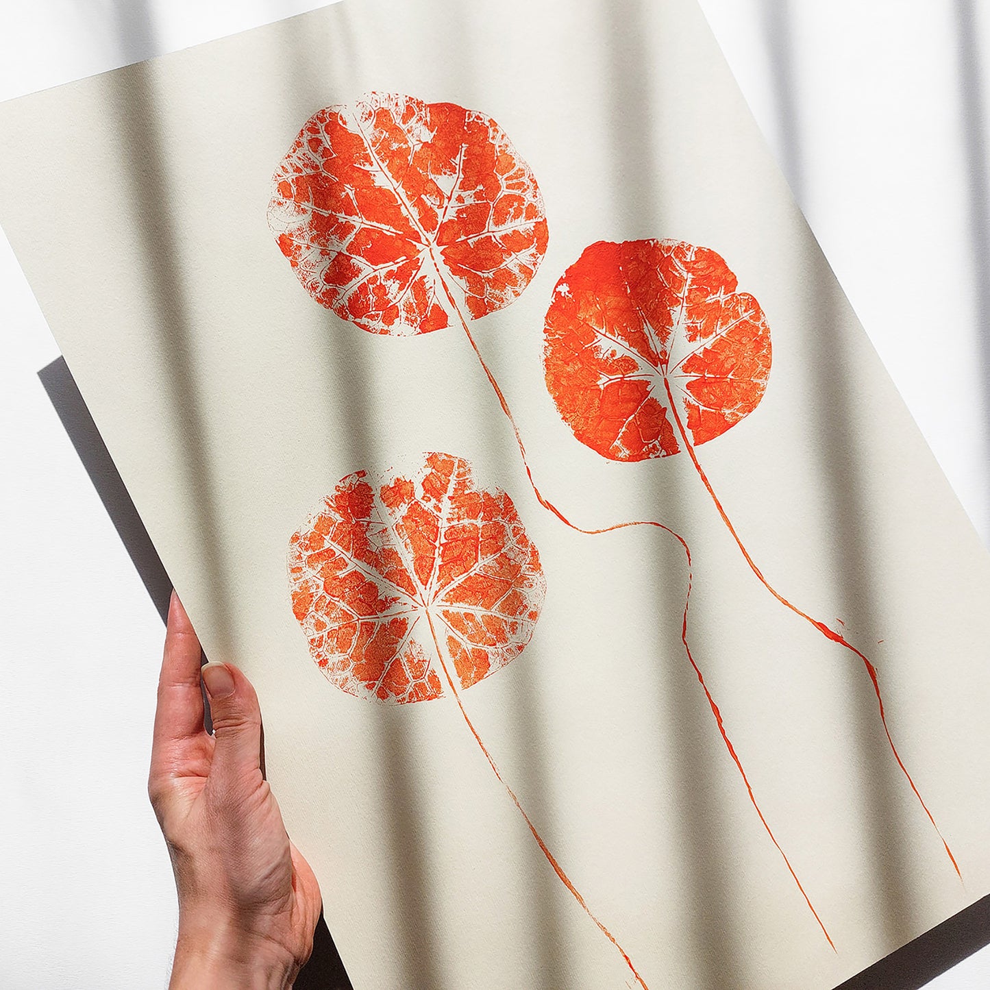 Cottagecore Monotype Print Japanese Red Circle Leaves Modern Original Artwork Farmhouse Bedroom Wall Art Christmas Hostess Gift One of Kind japandi wabi sabi office wall decor, nurse gift, niece gift from aunt, new mom gift, new job gift, Thoughtful Autumn Gift, New home gift, Cottagecore Christmas, new grandma gift, housewarming gift, new apartment gift, nature print, nature lover gift, mothers day gift ideas, teacher appreciation back to school, mothers day gift from daughter, mothers day gift