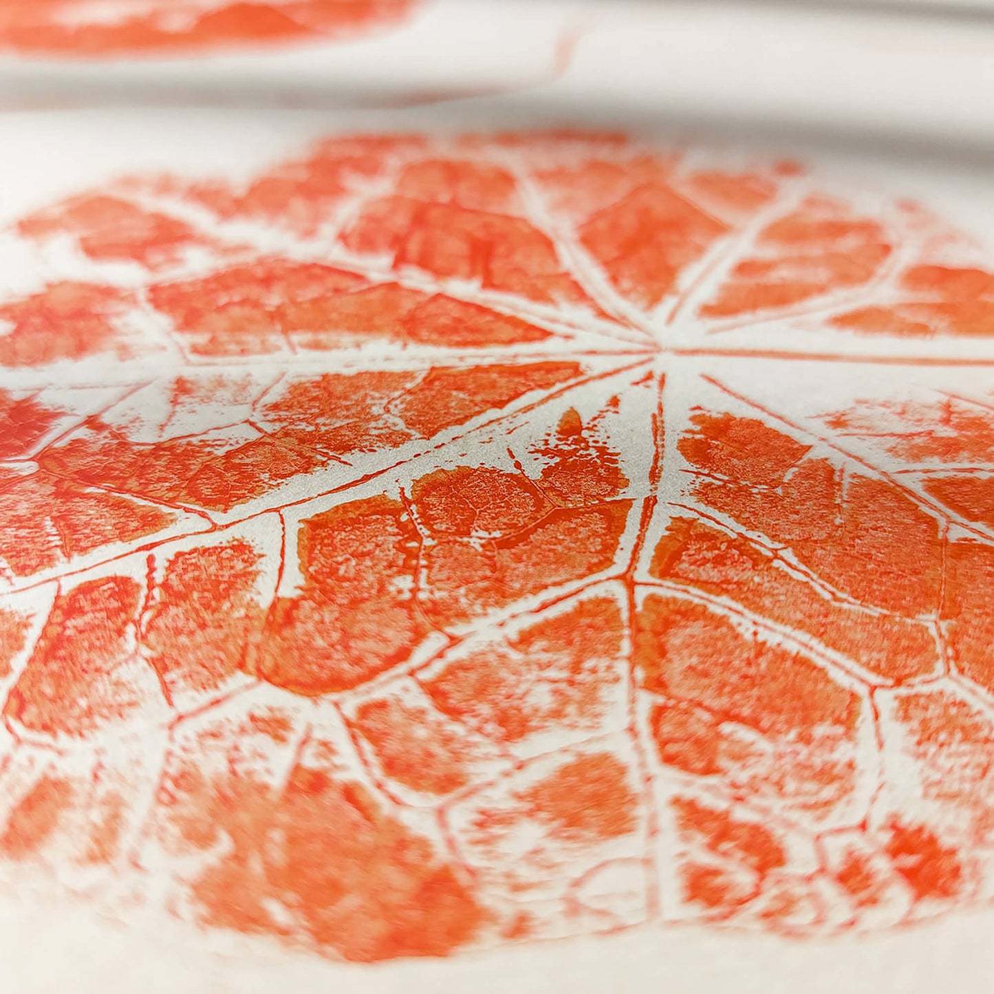 Cottagecore Monotype Print Japanese Red Circle Leaves Modern Original Artwork Farmhouse Bedroom Wall Art Christmas Hostess Gift One of Kind japandi wabi sabi