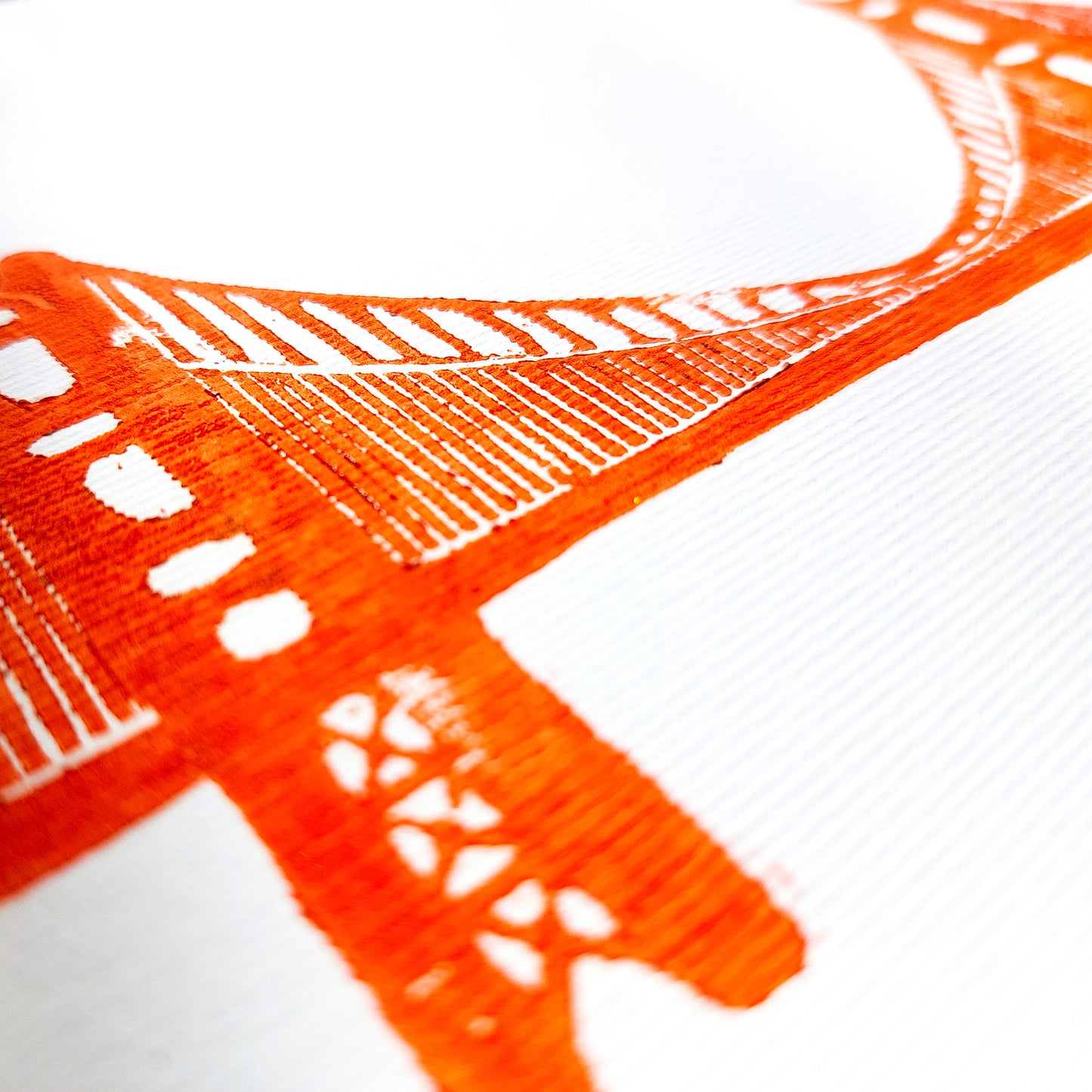 Golden Gate Bridge Linocut Print Cityscape San Francisco Home Office Kids Decor Retro American Original Artwork Wall Art Travel Lover Gift