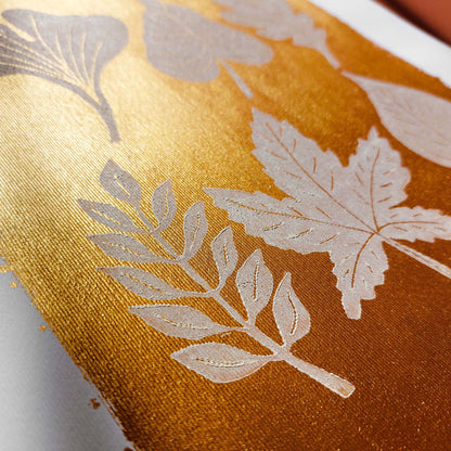 gold acrylic white oil ink autumn wall art linocut print white leaves foraged rustic fall new home gift original artwork one of a kind linogravure lino Warm Earth Tones Seasonal
cottagecore wall art, cottage core, Botanical decor, Block print, Bedroom wall art, bathroom print, aunt gift, Aesthetic wall art, chateaucore