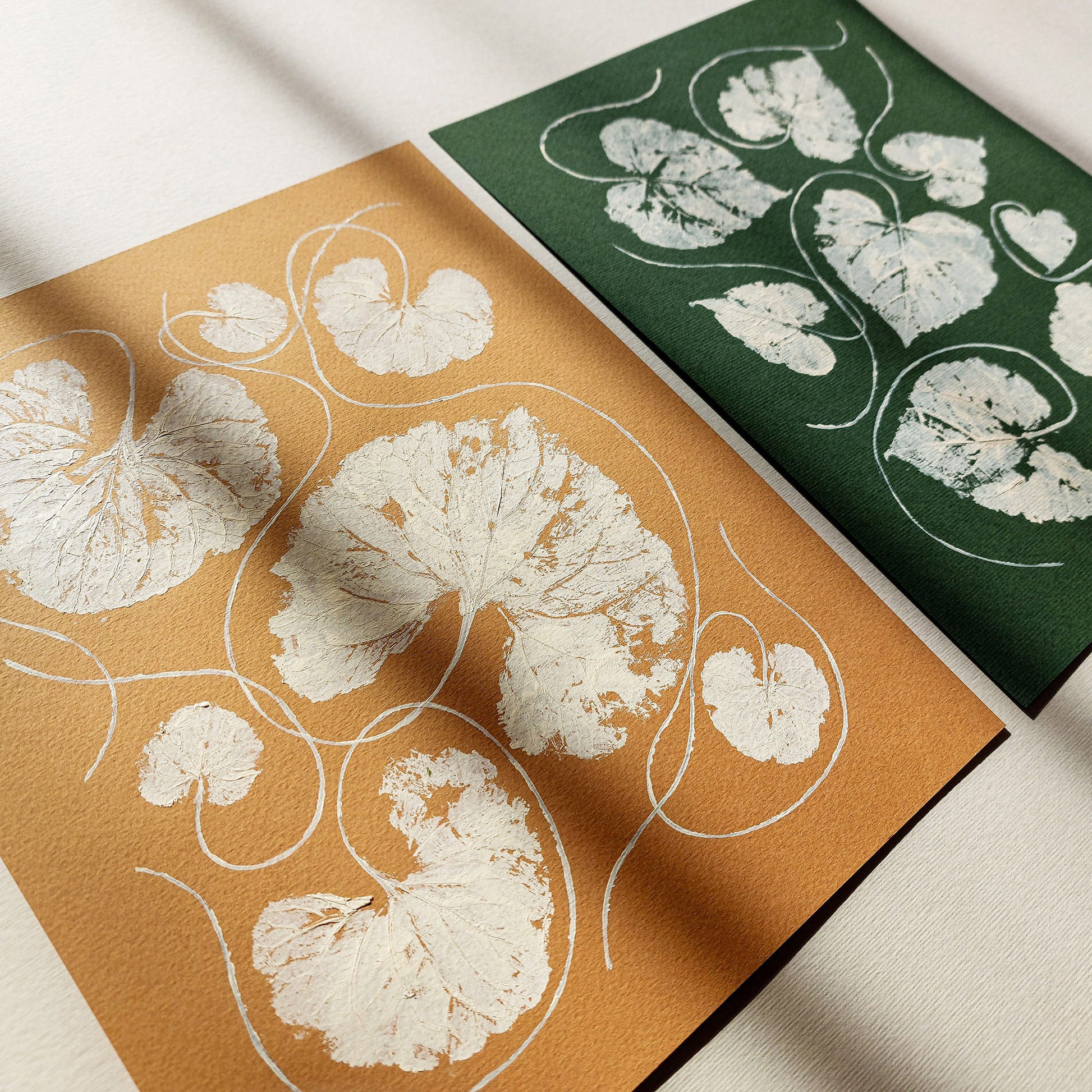 Mini Gallery wall set of 2 Green ochre beige textured leaves Monotype print wall art decor Farmhouse wall decor, farm kitchen wall art, entryway wall art, Table Decor, dorm room decor, diy gift, Dining Room Decor, Botanical Gratitude Art, daughter in law gift, cottagecore wall art, Handprinted Teacher Present,&nbsp;cottage core, Botanical decor, Eco Friendly Xmas Present,&nbsp;Bedroom wall art, bathroom print, aunt gift, Aesthetic wall art