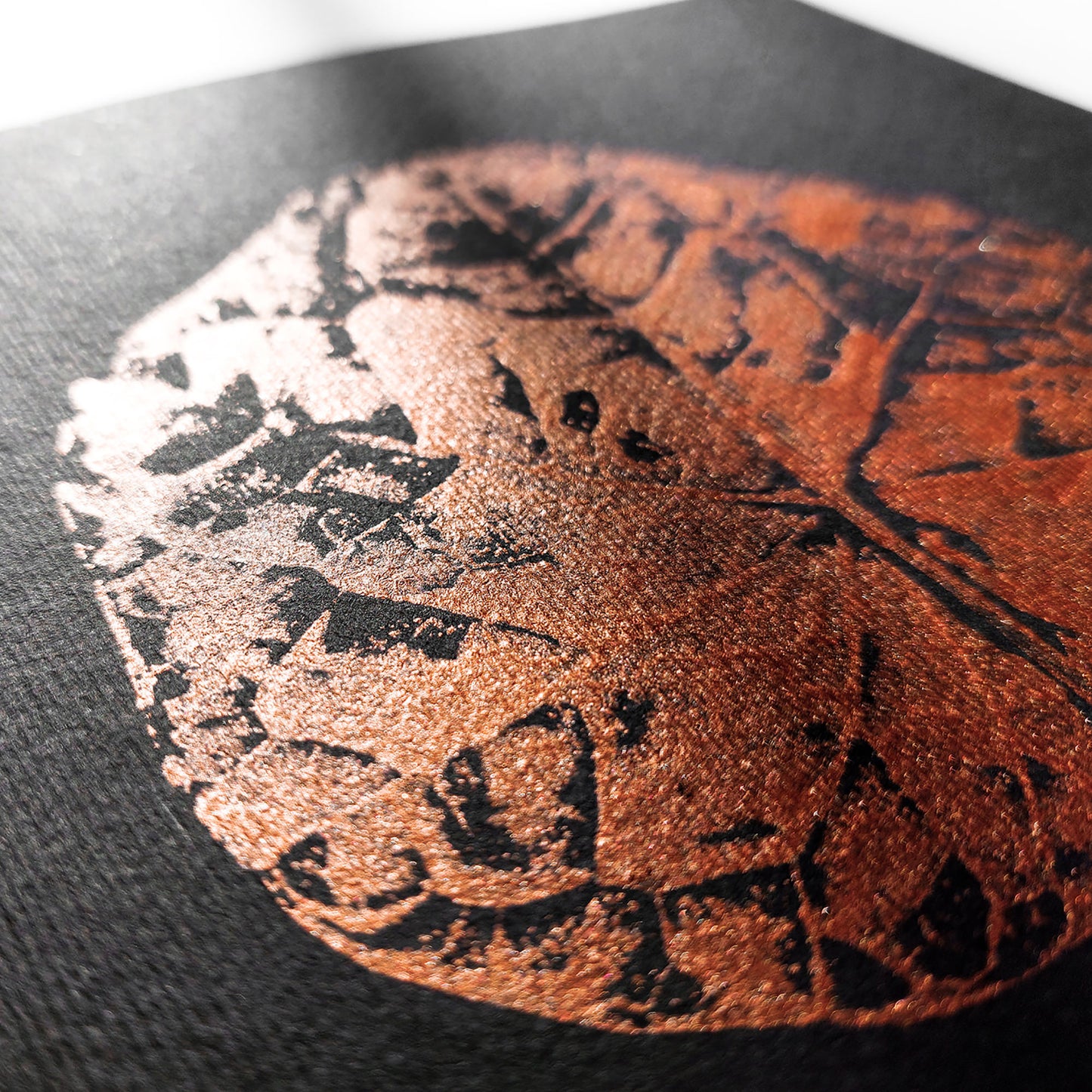Minimalist rose gold leaves Gallery wall set of 2 monotype art print