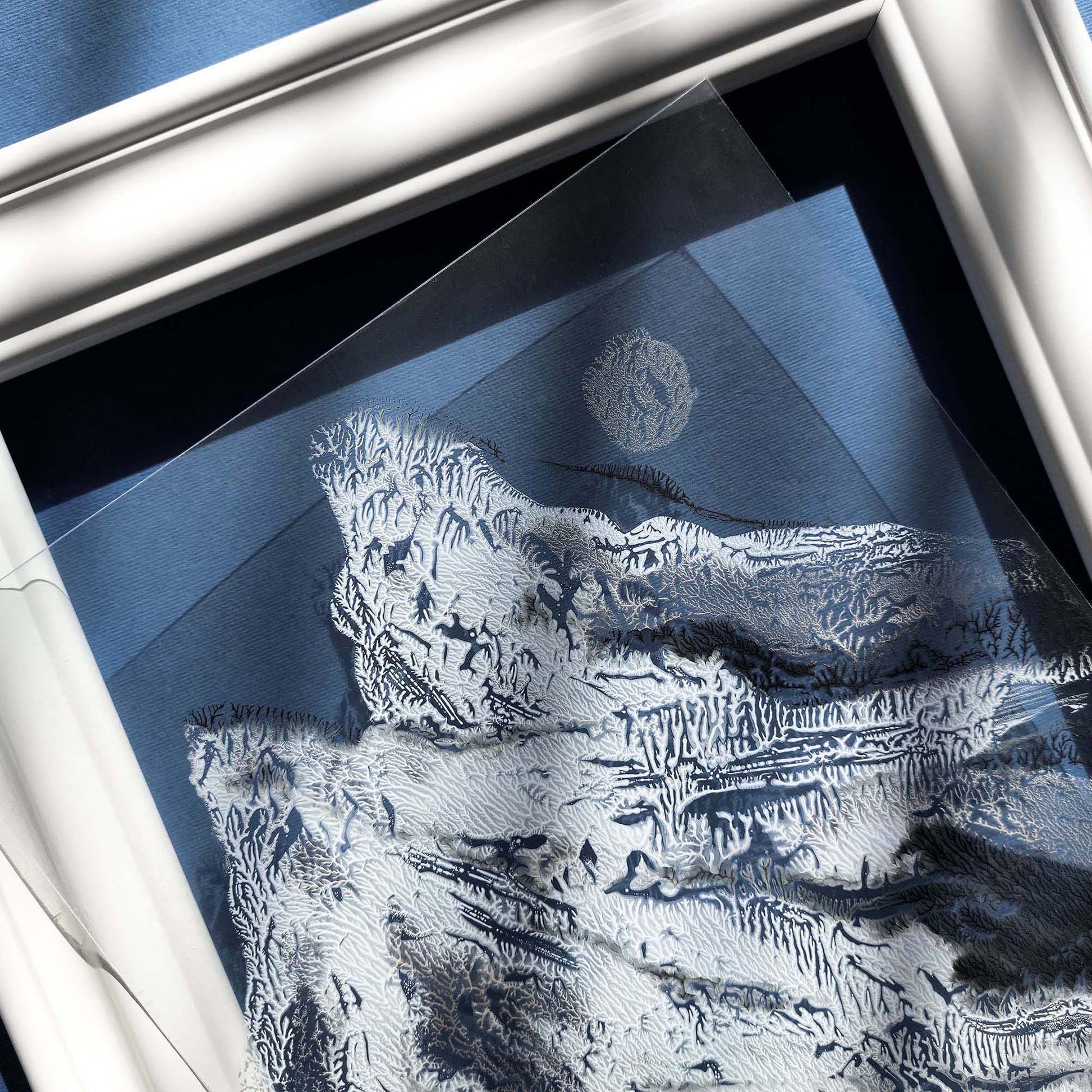 light blue black silver abstract mountains print silver moon monotype print flexible plexiglass calm holiday decor winter wall art relief original artwork
godparent gift, godmother gift, girlfriend gift, gift for the home, old world, gift for best friend female, Farmhouse wall decor, farm decor, dorm room decor, diy gift, Dining Room Decor, creative studio, daughter in law gift, bedroom focal point art, bookshelf decor, Block print, Bedroom wall art, aunt gift, Aesthetic wall art, abstract, contemporary