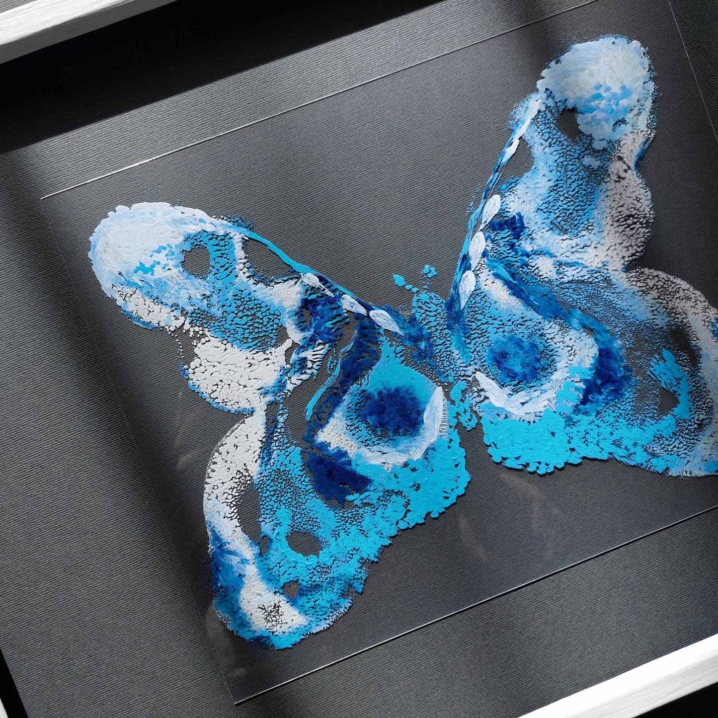 Blue White flexible plexiglass acrylic blue ink abstract butterfly large monotype print fine winter wall art staircase decor new beginnings gift one of a kind original artwork 
dorm room decor, diy gift, Dining Room Decor, Dining room art, daughter in law gift, Bedroom wall art, aunt gift, Aesthetic wall art, abstract, contemporary, midimalism, mid century modern, cozy corner wall decor