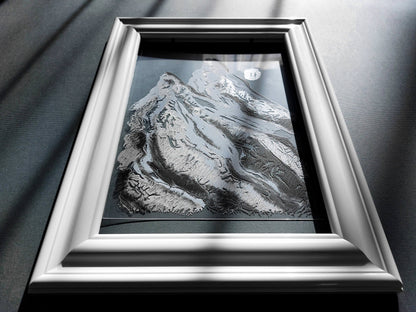 Abstract mountains original painting simple artwork Monotype print Monoprint art Textured wall art Relief print nature lover gift Printmaking art Plexiglass wall art Holiday winter wall  Modern wall decor Silver black blue Handmade printmaking decoration Home decor accessories Living room Bedroom Workspace Office wall decorations