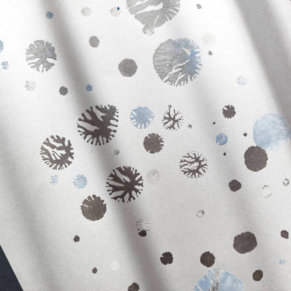 abstract snowflakes monotype print calm holiday winter wall art contemporary rustic christmas bedroom decor scandinavian snow one of a kind monoprint original artwork silver light blue 12x16in living room seasonal printmaking kids entryway unique Minimal Xmas relief texture handprint midimalism dopamine eclectic aesthetic men above bed man cave new apartment contemporary hostess mom mother grandmother godmother for her him boyfriend girlfriend sister daughter bathroom home office decoration