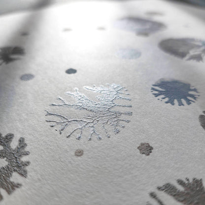 abstract snowflakes monotype print calm holiday winter wall art contemporary rustic christmas bedroom decor scandinavian snow one of a kind monoprint original artwork silver light blue 12x16in living room seasonal printmaking kids entryway unique Minimal Xmas relief texture handprint midimalism dopamine eclectic aesthetic men above bed man cave new apartment contemporary hostess mom mother grandmother godmother for her him boyfriend girlfriend sister daughter bathroom home office decoration