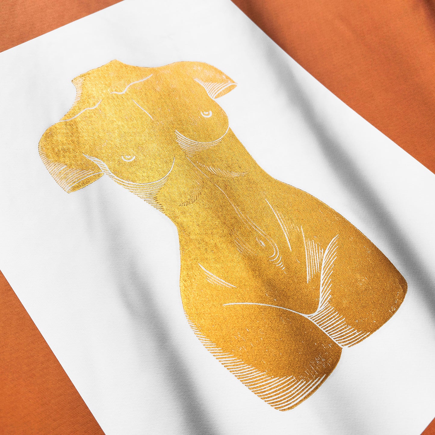 Gold female body statue antique romantic large linocut print original artwork aesthetic classic sculpture nude woman quiet luxury master bedroom she shed gifts
 mother in law gift, mom birthday gift, Modern kitchen art, long distance gift, living room wall art minimalist, Living room wall art, Linoleum print, Linogravure, Linocut print, Lino print, dopamine, laundry room decor, kitchen wall art, illustration print, Housewarming gift, hostess gift, home gift unique, heirloom gift, handmade gift for women