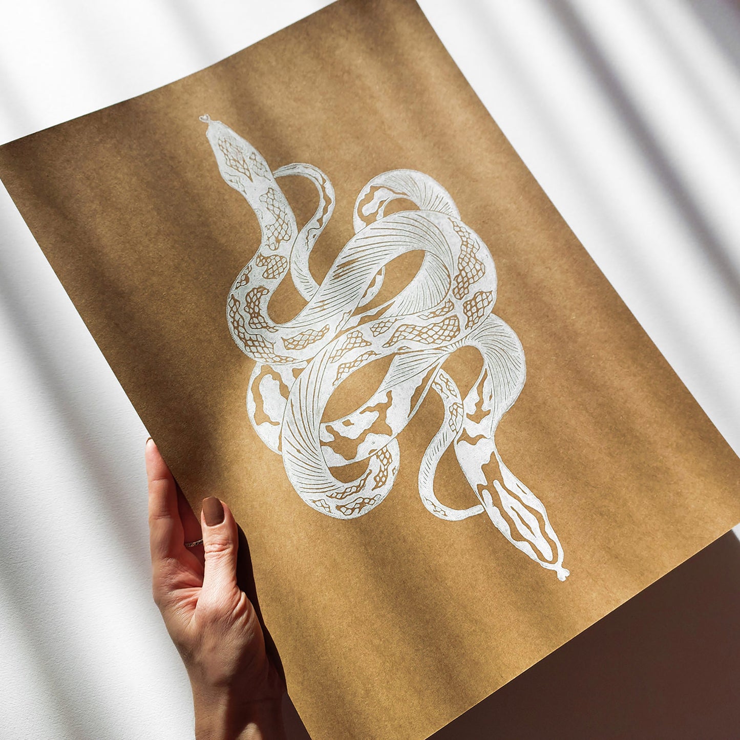 White craft brown vintage retro  antique tattoo snakes linocut print original artwork living room wall art bedroom wall decor boho wall art lino relief printmaking home office decor self gift
linogravure one of a kind handprint hand carved modern unique midimalism classical style unique gift ideas cottagecore cottage core retro eclectic bohemian aesthetic farmhouse modern kitchen dining room living room coquette dorm laundry above bed decor entryway decordried new home gift housewarming hostess heirloom