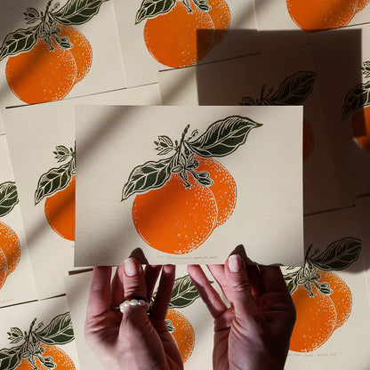 vintage fruits clementine slice mandarin fruits linocut print gallery wall set mini set of 2 original artwork citrus botanical modern kitchen lino handprint cottagecore dining room rustic farmhouse fall gift for her linogravure printmaking nature lover hostess thank you new home self christmas thoughtful autumn summer sage green plant office grandmother housewarming bedroom living relief thanksgiving table mom wife girlfriend sister godmother Thank You Coworker Say Thanks Present