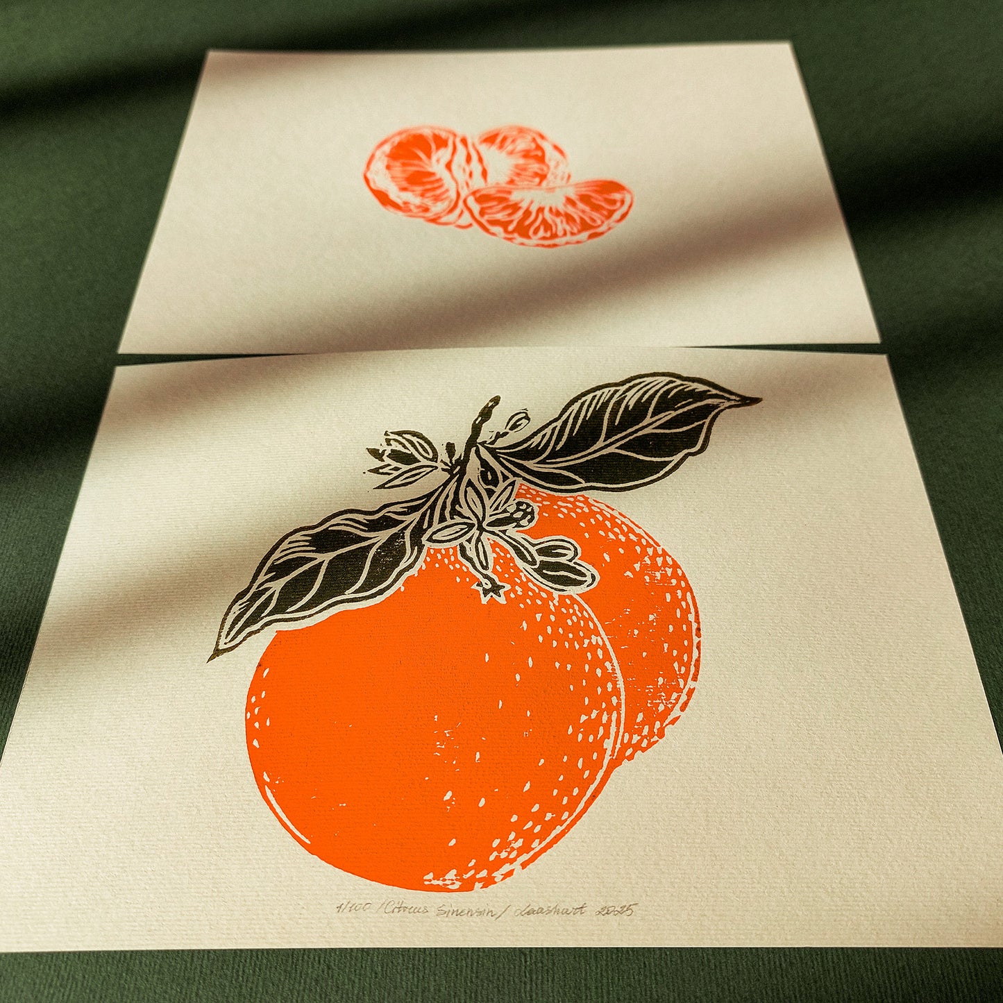 Vintage Clementine Slice Fruits Linocut Print Mini Gallery Wall Set of 2 Artwork Citrus Botanical Original Art Kitchen Cottagecore Decor 
easter gift, dorm room decor, diy gift, Dining Room Decor, Dining room art, daughter in law gift, cottagecore wall art, cottage core, citrus wall art prints, Botanical wall art, Botanical print, bookshelf decor, Block print, Beige color, Bedroom wall art, aunt gift, Aesthetic wall art