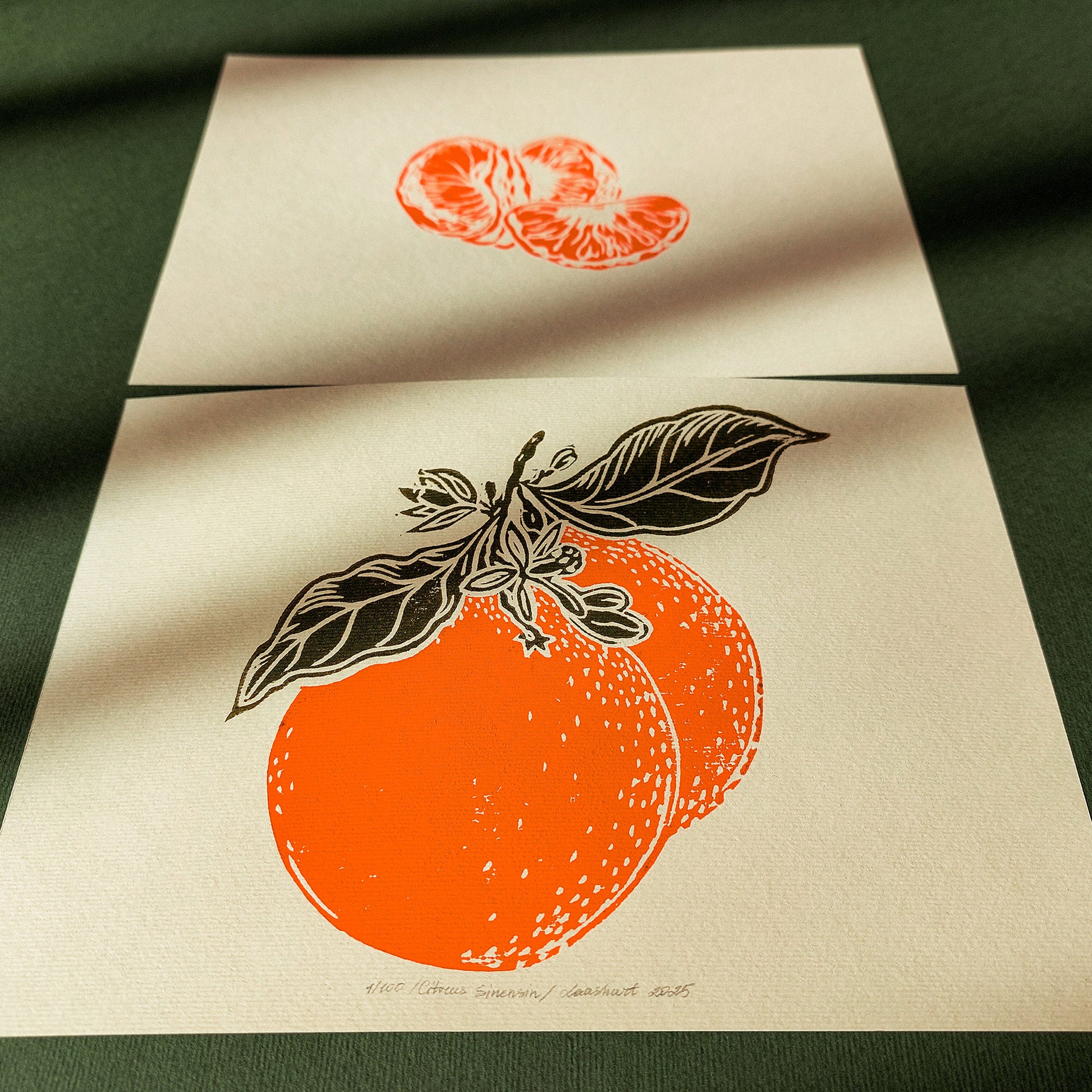 Vintage Clementine Slice Fruits Linocut Print Mini Gallery Wall Set of 2 Artwork Citrus Botanical Original Art Kitchen Cottagecore Decor 
easter gift, dorm room decor, diy gift, Dining Room Decor, Dining room art, daughter in law gift, cottagecore wall art, cottage core, citrus wall art prints, Botanical wall art, Botanical print, bookshelf decor, Block print, Beige color, Bedroom wall art, aunt gift, Aesthetic wall art