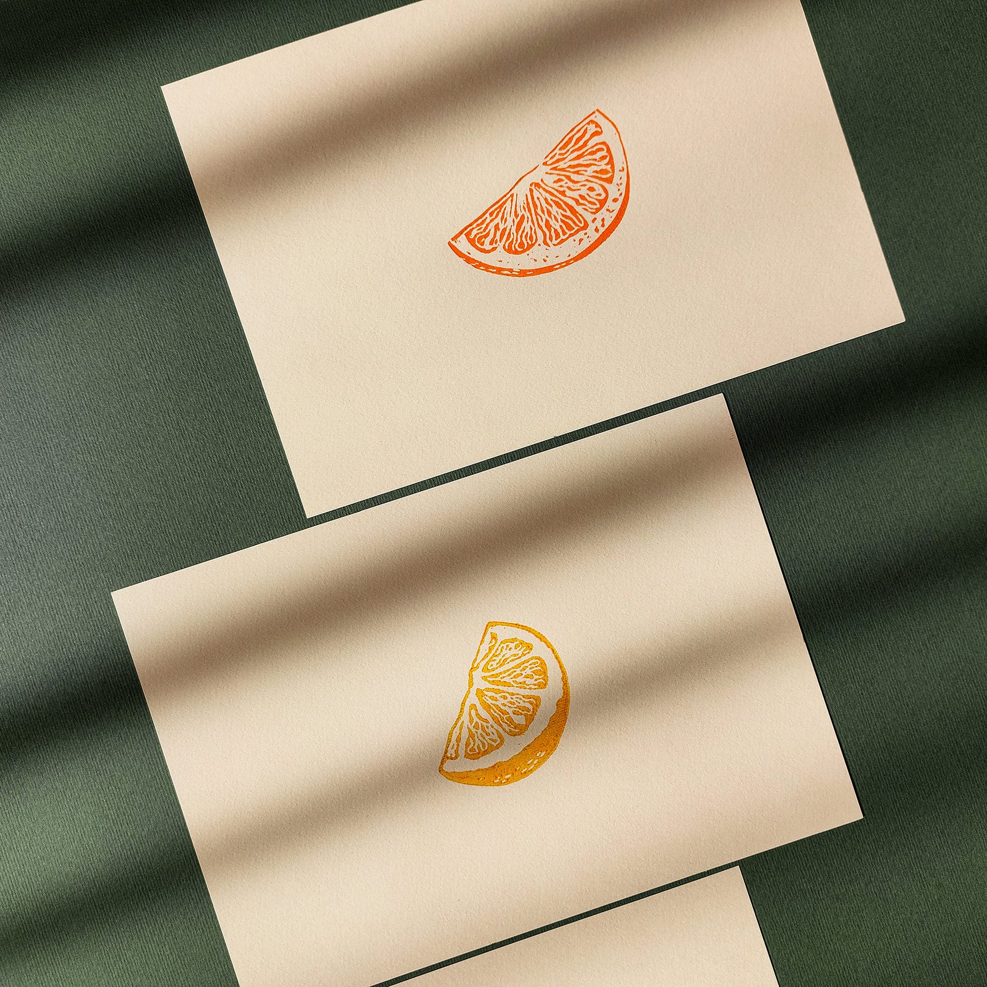 Gallery Wall Set of 7 Linocut Print Vintage Orange Clementine Lemon Slices Fruits Mandarin Artwork Original Art Kitchen Botanical Decor