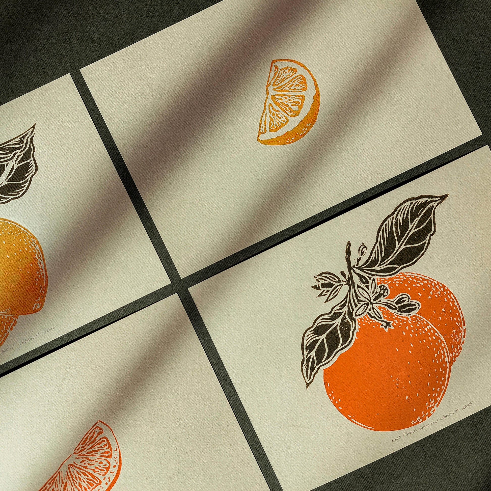 gallery wall set oranges vintage fruits linocut print original artwork citrus botanical wall art modern kitchen lino home gift unique mini set of 4 lemon cottagecore citrus dining room nature lover linogravure retro botanical christmas new home thoughtful autumn summer yellow sage green plant lover office grandmother bedroom living room relief thanksgiving table teacher new apartment handprinted entryway farmhouse mom wife girlfriend sister godmother Thank You Coworker Say Thanks Present