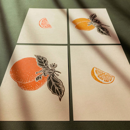 Mini Gallery Wall Set 4 Oranges Lemons Vintage Fruits Linocut Print Citrus Botanical Original Artwork Kitchen Cottagecore Minimal Art Decor
 mom birthday gift, Modern kitchen art, long distance gift, living room wall art minimalist, dorm, reading nook decor, Living room wall art, Linoleum print, Linogravure, Linocut print, Lino print, laundry room decor, kitchen wall art, illustration print, Housewarming gift, hostess gift, home gift unique, heirloom gift, handmade gift for women, handmade gift for the home