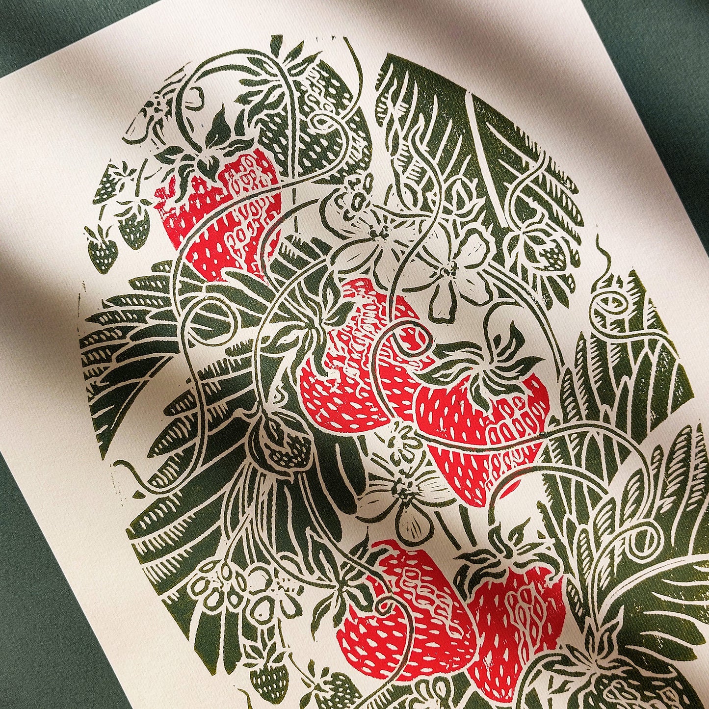 vintage fruits strawberries print linocut print modern kitchen art botanical wall original artwork rustic  berries lino print dining room decor farmhouse 
hostess gift linogravure block relief printmaking hand carved handprint unique gift ideas floral plant cottagecore cottage core dopamine retro eclectic aesthetic chic moody princess girly sage green hanging farm chateaucore spring bedroom living room coquette room dorm laundry above bed shelf entryway decordried home office new housewarming