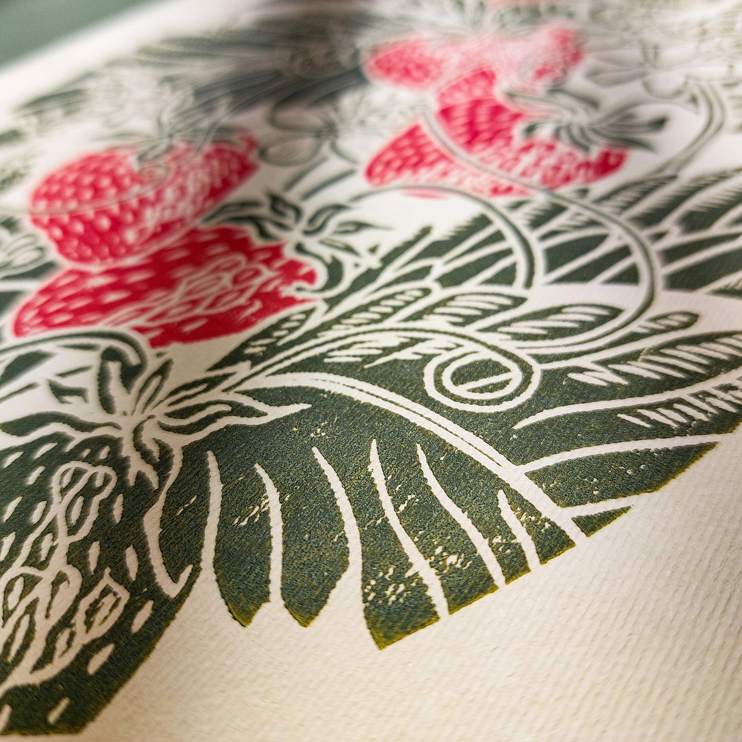 vintage fruits strawberries print linocut print modern kitchen art botanical wall original artwork rustic  berries lino print dining room decor farmhouse 
hostess gift linogravure block relief printmaking hand carved handprint unique gift ideas floral plant cottagecore cottage core dopamine retro eclectic aesthetic chic moody princess girly sage green hanging farm chateaucore spring bedroom living room coquette room dorm laundry above bed shelf entryway decordried home office new housewarming