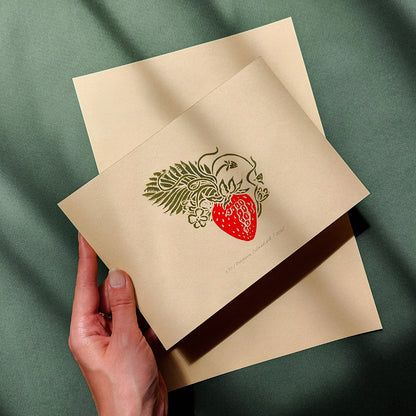 vintage fruits strawberry linocut print modern kitchen art botanical wall 
original artwork cottagecore lino print dining room decor farmhouse gift linogravure berries home office wall hanging mini A5 A4 rustic  block relief printmaking hand carved handprint unique gift ideas floral plant cottage core dopamine retro eclectic aesthetic chic moody princess girly sage green farm chateaucore spring bedroom living coquette room dorm laundry above bed shelf entryway decordried new housewarming