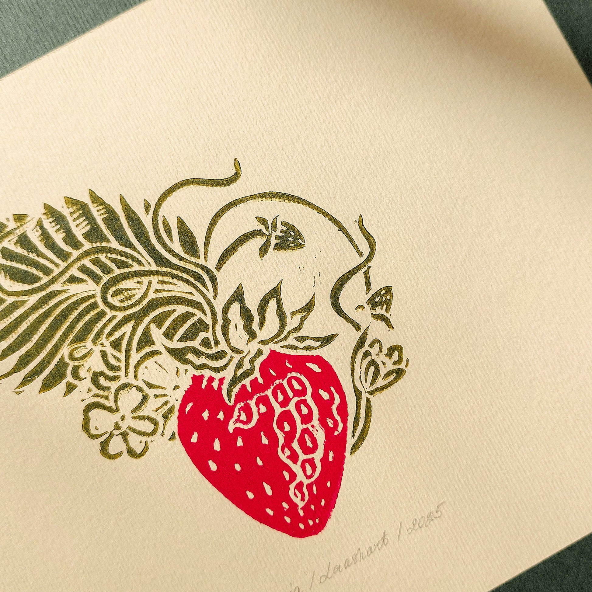 vintage fruits strawberry linocut print modern kitchen art botanical wall 
original artwork cottagecore lino print dining room decor farmhouse gift linogravure berries home office wall hanging mini A5 A4 rustic  block relief printmaking hand carved handprint unique gift ideas floral plant cottage core dopamine retro eclectic aesthetic chic moody princess girly sage green farm chateaucore spring bedroom living coquette room dorm laundry above bed shelf entryway decordried new housewarming
