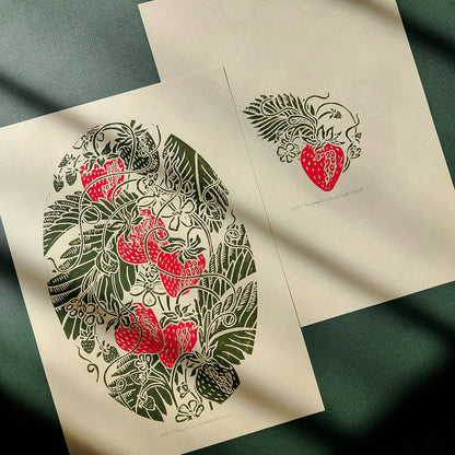 Red beige sage green dining nook vintage fruits strawberries berries nature linocut print gallery wall set of 2 piece retro kitchen botanical lino original artwork cottagecore art 
wall hanging, Vintage art, unique wall art, trendy wall art, thank you gift boss, teacher appreciation gift, Summer wall art, primary bedroom, sister in law gift, shelf decor, self gift, Sage green color, rustic artwork, Retro artwork, retirement gift, Relief print, realtor closing gift, Printmaking art, Plant print, plant lover