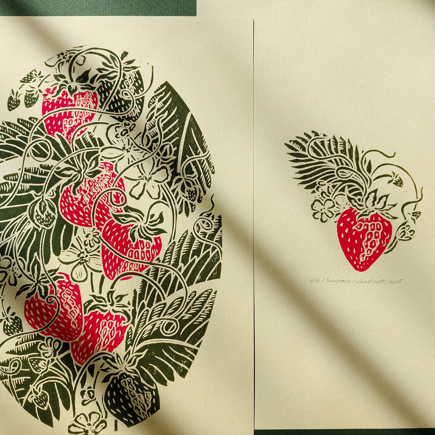 Red beige sage green dining nook vintage fruits strawberries berries nature linocut print gallery wall set of 2 piece retro kitchen botanical lino original artwork cottagecore art 
illustration print, Housewarming gift, bedroom focal point, old world, hand printed, hostess gift, home gift unique, organic modern, heirloom gift, english cottage wall art, handmade gift for women, poetic handmade gift for the home, slow living, grandmother gift, grandma gift, romantic vintage, study room, going away gift 