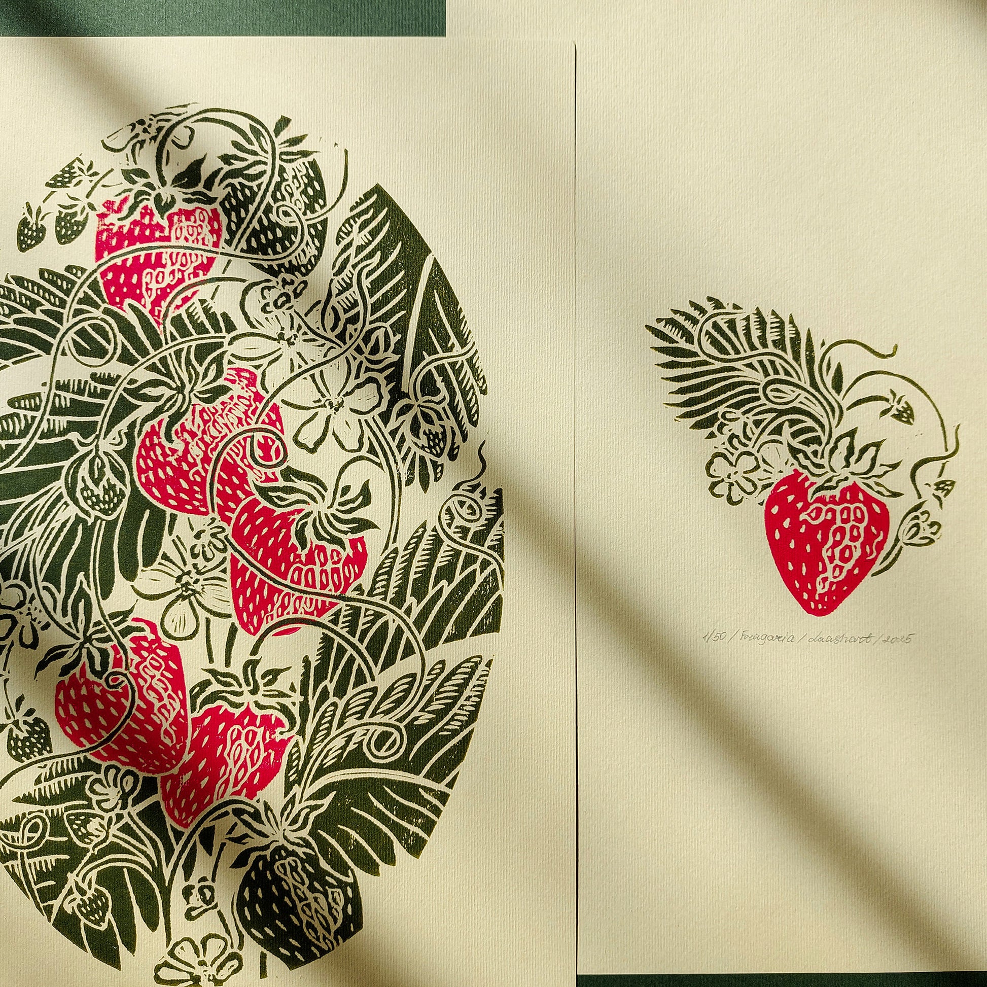 Red beige sage green dining nook vintage fruits strawberries berries nature linocut print gallery wall set of 2 piece retro kitchen botanical lino original artwork cottagecore art 
illustration print, Housewarming gift, bedroom focal point, old world, hand printed, hostess gift, home gift unique, organic modern, heirloom gift, english cottage wall art, handmade gift for women, poetic handmade gift for the home, slow living, grandmother gift, grandma gift, romantic vintage, study room, going away gift 