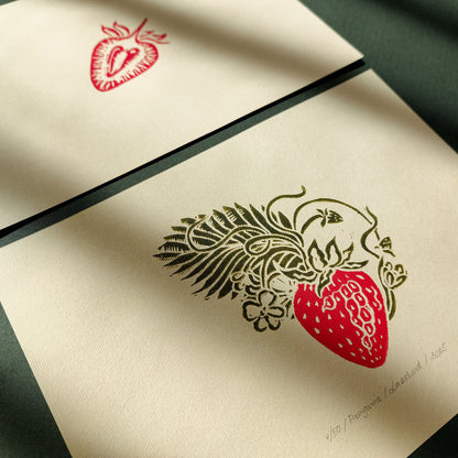 cottagecore wall art vintage fruits strawberries linocut print gallery wall set of 2 modern kitchen botanical decor original artwork berries slice lino print linogravure dining room nature lover gift rustic farmhouse 
old world, hand printed, hostess gift, home gift unique, organic modern, heirloom gift, english cottage wall art, handmade gift for women, poetic handmade gift for the home, slow living, grandmother gift, grandma gift, romantic vintage, study room, going away gift for coworker, window nook