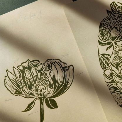 Vintage Anatomy Peonies Flower Linocut Print Gallery Wall Set of 2 Cottagecore Floral Original Artwork Above Bed Lino Art Decor Mother Gift 
 thank you gift boss teacher appreciation gift Summer Spring wall art sister in law gift signature shelf decor self gift Sage green color rustic wall art Retro artwork retirement Relief print realtor closing gift Printmaking art plant lover gift original illustration original artwork one of a kind office wall decor nurse gift niece gift from aunt new mom gift new job 