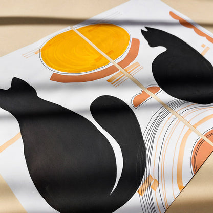 playful cat black abstract cats gouache painting funny animal art gallery wall set of 2 artworks original artwork nursery decor pet corner mid century modern one of a kind minimalist black friday sale Cyber Monday Sale, Cyber Week Deal Kids Room Cat Lovers Gifts Scandinavian Nordic Minimalist Boho Living Room Hallway Home Office unique funny decoration