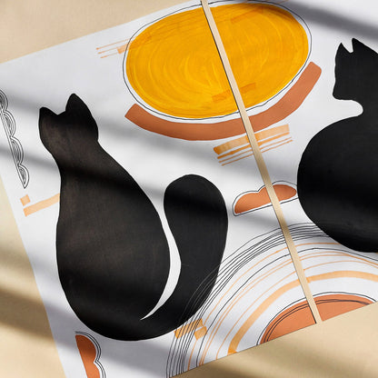 playful cat black abstract cats gouache painting funny animal art gallery wall set of 2 artworks original artwork nursery decor pet corner mid century modern one of a kind minimalist black friday sale Cyber Monday Sale, Cyber Week Deal Kids Room Cat Lovers Gifts Scandinavian Nordic Minimalist Boho Living Room Hallway Home Office unique funny decoration