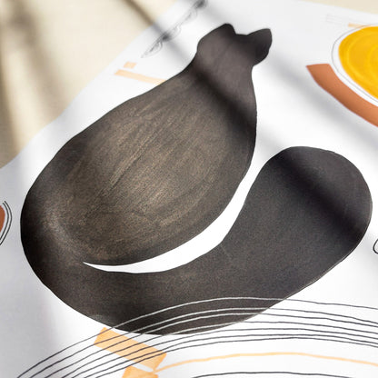 playful cat black abstract cats gouache painting funny animal art gallery wall set of 2 artworks original artwork nursery decor pet corner mid century modern one of a kind minimalist black friday sale Cyber Monday Sale, Cyber Week Deal Kids Room Cat Lovers Gifts Scandinavian Nordic Minimalist Boho Living Room Hallway Home Office unique funny decoration