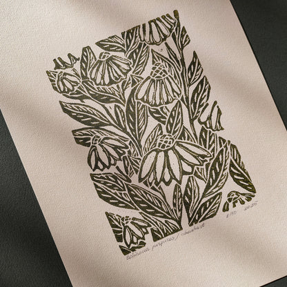 Beige coneflower art retro cottagecore echinacea flowers linocut print sage green color floral lino original artwork vintage linogravure vintage kitchen dining room decor
traditional printmaking art, New home gift, new grandma gift, staircase, above bed wall art, housewarming gift, artist studio wall decor, master bedroom decor, large farmhouse art, above dining table wall art, modern aesthetic, new apartment gift, nature print, handprint relief, staircase wall art, home workspace wall art, nature lover