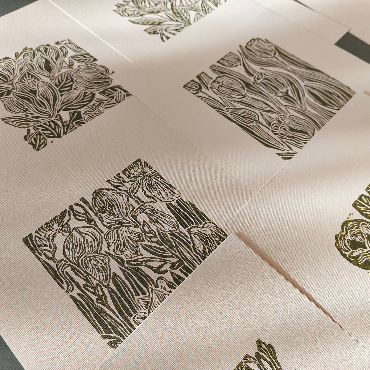 Sage green beige retro cottagecore vintage flowers linocut print gallery wall set of 6 peace original artwork above bed wall art peony iris magnolia jasmine echinacea tulip relief handprint rustic linogravure botanical lino coneflower floral reading nook gift self nature present home office hostess monoprint farmhouse kitchen bedroom sister hallway printmaking sister mom mother godmother wife woman dining Gratitude Entryway Earth Tones housewarming staircase living room bathroom powder quest