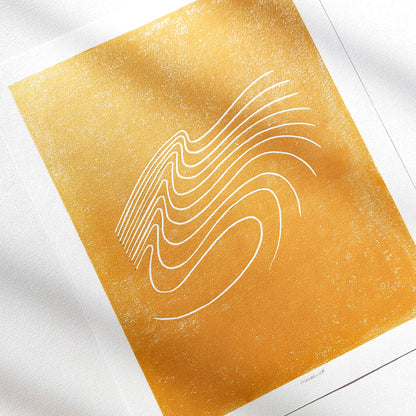 Wabi Sabi Gold Abstract Line Mountains water waves shadow light Lover Gift 8x10 Landscape Linocut Print Minimalist European Countryside Artwork Wall Art Decor 
Printmaking art, original illustration, original artwork, one of a kind, office wall decor, nurse gift, niece gift from aunt, new mom gift, new job gift, New home gift, new grandma gift, new apartment housewarming gift, new apartment gift, nature print, eclectic, minimalist Nature original art, nature lover gift, mothers day gift ideas, mothers day