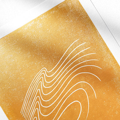 Gold wabi sabi wall art abstract lines mountains shadow waves water lover 8x10 inches mini landscape print modern linocut minimalist lino european countryside original artwork entryway decor relief handprint minimal linogravure gifts for hikers warm neutral gift coworker classical style primary master bedroom mid century modern mindful printmaking home bohemian contemporary living block geometric eclectic scandinavian trendy aesthetic above bed apartment housewarming dining dorm entryway laundry mom mother