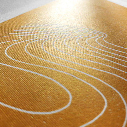Gold wabi sabi wall art abstract lines mountains shadow waves water lover 8x10 inches mini landscape print modern linocut minimalist lino european countryside original artwork entryway decor relief handprint minimal linogravure gifts for hikers warm neutral gift coworker classical style primary master bedroom mid century modern mindful printmaking home bohemian contemporary living block geometric eclectic scandinavian trendy aesthetic above bed apartment housewarming dining dorm entryway laundry mom mother