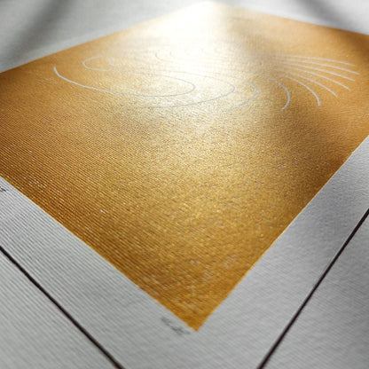 Gold wabi sabi wall art abstract lines mountains shadow waves water lover 8x10 inches mini landscape print modern linocut minimalist lino european countryside original artwork entryway decor relief handprint minimal linogravure gifts for hikers warm neutral gift coworker classical style primary master bedroom mid century modern mindful printmaking home bohemian contemporary living block geometric eclectic scandinavian trendy aesthetic above bed apartment housewarming dining dorm entryway laundry mom mother