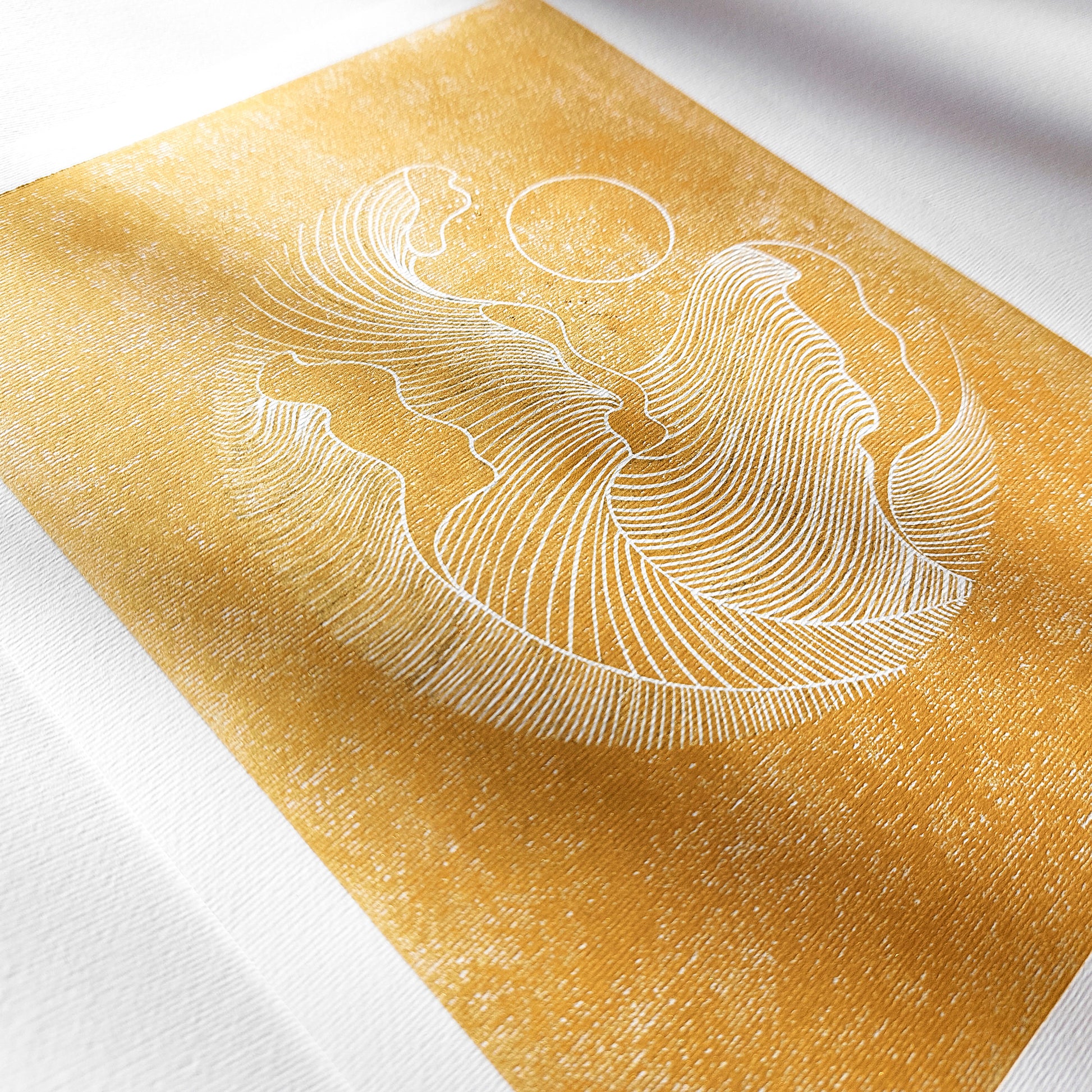 Gold abstract lines ocean waves 8x10 inches mini landscape linocut print minimalist lino art european countryside original artwork hampton wall organic modern linogravure
mothers day gift from daughter, mothers day gift, mother in law gift, mom birthday gift, Modern kitchen art, long distance gift, living room wall art minimalist, Living room wall art, Linoleum print, Linogravure, Linocut print, Lino print, dopamine, laundry room decor, kitchen wall art, illustration print, Housewarming gift, hostess gift, 