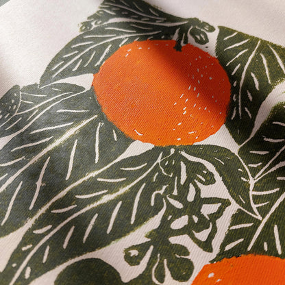 Sage green beige retro cottagecore oranges citrus fruit large linocut print vintage kitchen dining room botanical lino original artwork Farmhouse wall art english cottage rustic linogravure relief handprint quiet luxury reading nook decor hostess present botanical printmaking housewarming grandmother wife daughter big sister girlfriend handmade home mothers mom mother female daughter godmother aunt unique of you long distance heirloom new home aesthetic farm hallway staircase antique etching