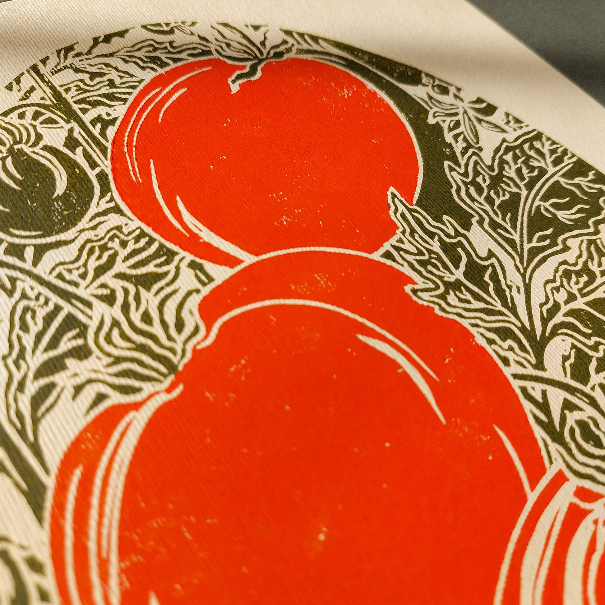 Red sage green vintage cottagecore tomatoes berry farmhouse kitchen nature linocut print mini gallery wall set of 3 piece dining room decor botanical lino original artwork berries slice quiet luxury rustic linogravure laundry wall decor retro garden harvest pantry hostess gift relief handprint country cottage wall hanging A5 A4 block printmaking hand carved unique gift ideas plant moody farm chateaucore summer dorm shelf entryway new housewarming engraving etching old world european countryside