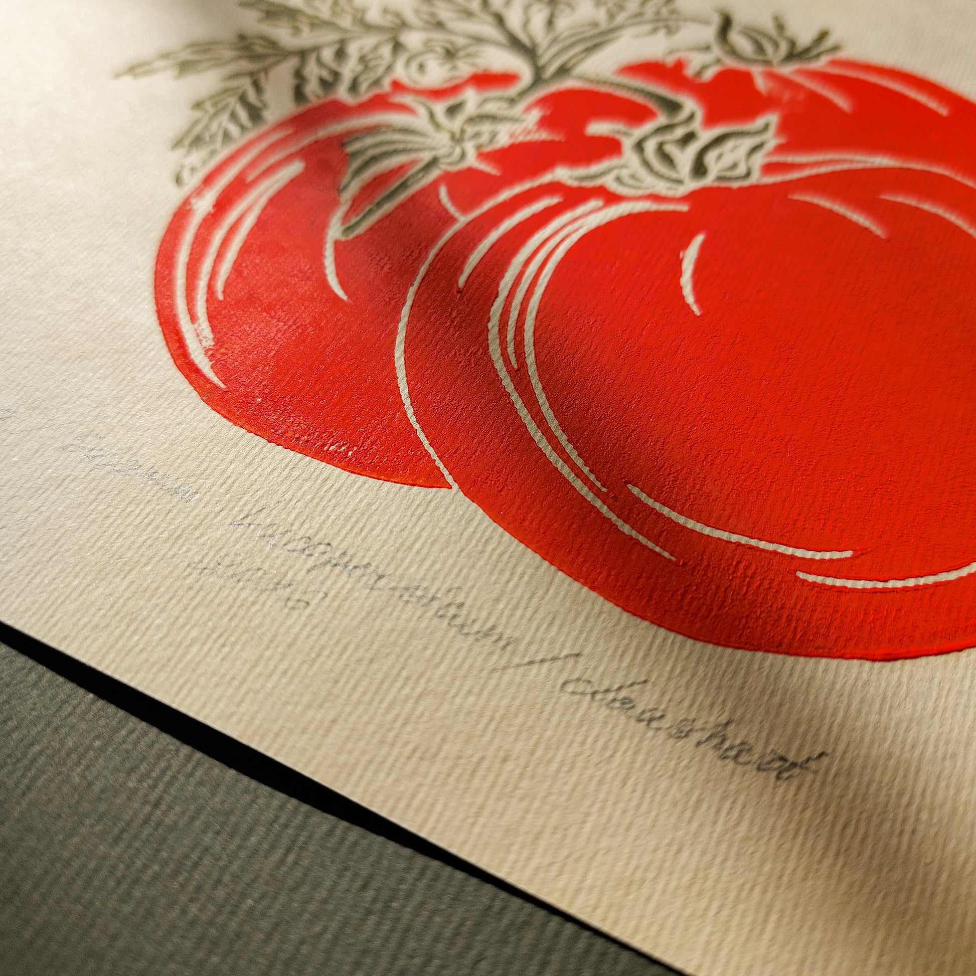 vintage cottagecore tomatoes berry nature linocut print mini gallery wall set of 3 piece farmhouse kitchen original artwork berries slice european countryside dining room decor relief printmaking rustic linogravure sage green engraving etching red beige retro 