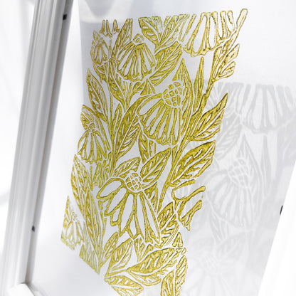 retro cottagecore echinacea purpurea flowers lino linocut print flexible plexiglass relief monoprint sage green color floral handprint original artwork window nook decor
going away gift for coworker, godparent gift, godmother gift, girlfriend gift, gift for the home, gift for best friend female, eat in kitchen wall art, yoga space wall decor, Farmhouse wall decor, farm decor, easter gift, dorm room decor, diy gift, Dining Room Decor, Dining room art, daughter in law gift, Bedroom wall art, aunt gift