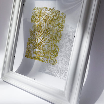 retro cottagecore magnolia flowers linocut print flexible plexiglass relief monoprint sage green color floral lino original artwork window nook decor mother gift ideas rustic linogravure study room wall art laundry room retro handprint hallway coworker gift above bed reading nook grandmother gift self nature present staircase home hostess farmhouse kitchen block bedroom sister botanical printmaking farm sister mom mother new apartment godmother wife woman dining Entryway housewarming living room