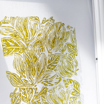 retro cottagecore magnolia flowers linocut print flexible plexiglass relief monoprint sage green color floral lino original artwork window nook decor 
Little Treat Gift, monochrome abstract, glamoratti, maximalist, nordic trendy, european countryside wall art, soft organic modern, moody, slow living wall decor, unique gift for mom, man cave garage, original artwork, one of a kind, office wall decor, headboard, workspace, gallery wall hallway, gen z celebrated, quiet luxury art, boyfriend gift, nurse gift