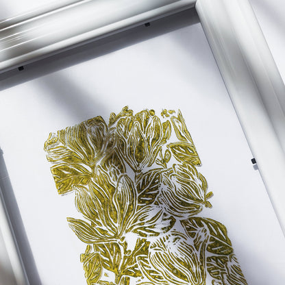 retro cottagecore magnolia flowers linocut print flexible plexiglass relief monoprint sage green color floral lino original artwork window nook decor mother gift ideas rustic linogravure study room wall art laundry room retro handprint hallway coworker gift above bed reading nook grandmother gift self nature present staircase home hostess farmhouse kitchen block bedroom sister botanical printmaking farm sister mom mother new apartment godmother wife woman dining Entryway housewarming living room