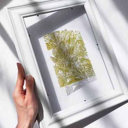 retro cottagecore magnolia flowers linocut print flexible plexiglass relief monoprint sage green color floral lino original artwork window nook decor mother gift ideas rustic linogravure study room wall art laundry room retro handprint hallway coworker gift above bed reading nook grandmother gift self nature present staircase home hostess farmhouse kitchen block bedroom sister botanical printmaking farm sister mom mother new apartment godmother wife woman dining Entryway housewarming living room