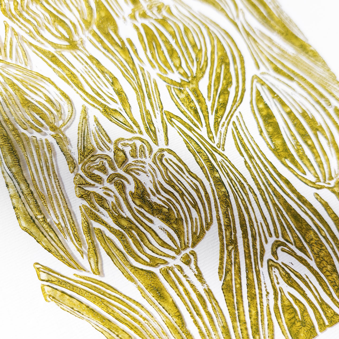 unique retro cottagecore tulip flower nature linocut print flexible plexiglass relief monoprint sage green color floral lino original artwork window nook decor 
half bath wall art, Little Treat Gift, monochrome abstract, glamoratti, maximalist, nordic trendy, european countryside wall art, soft organic modern, moody, slow living wall decor, unique gift for mom, man cave garage, original artwork, one of a kind, office wall decor, headboard, workspace, gallery wall hallway, gen z celebrated, quiet luxury art